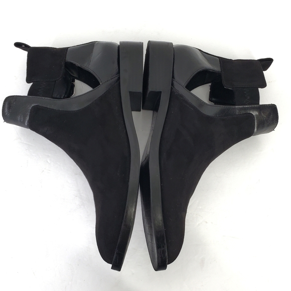 Zara Trafaluc Black Microsuede Chelsea Ankle Boots with Cutouts Low Heel Sz 37 - Picture 8 of 14